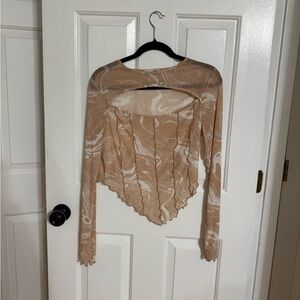 Beige Swirl Long Sleeve Top